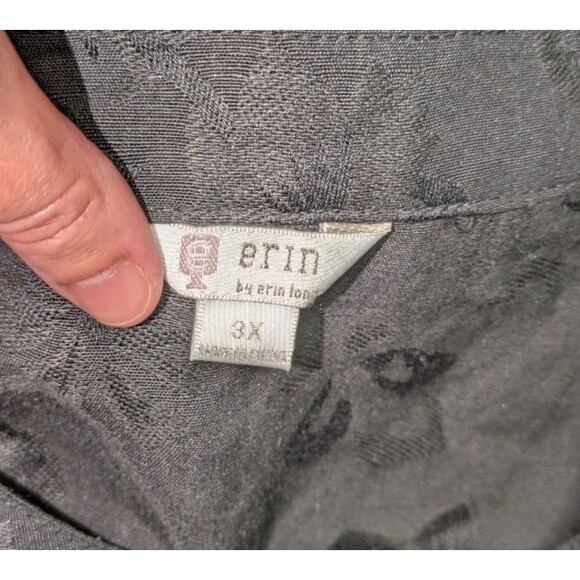NWT Erin by Erin London Jacket 3X Women's Black Jacquard Button Down Swing Linen - Picture 5 of 7